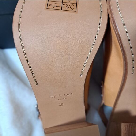 NIB Rag & Bone Wyatt Leather Sling Back Sandals In Sand - Picture 12 of 16